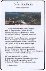 POEME A NOS MORT ET  DISPARUS DU 5 JUILLET 1962 A ORAN 